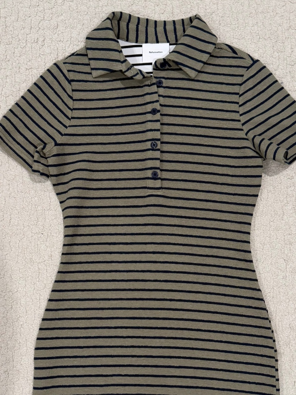 Reformation Striped Textured Polo Dress Size Medium - Picture 2 of 5